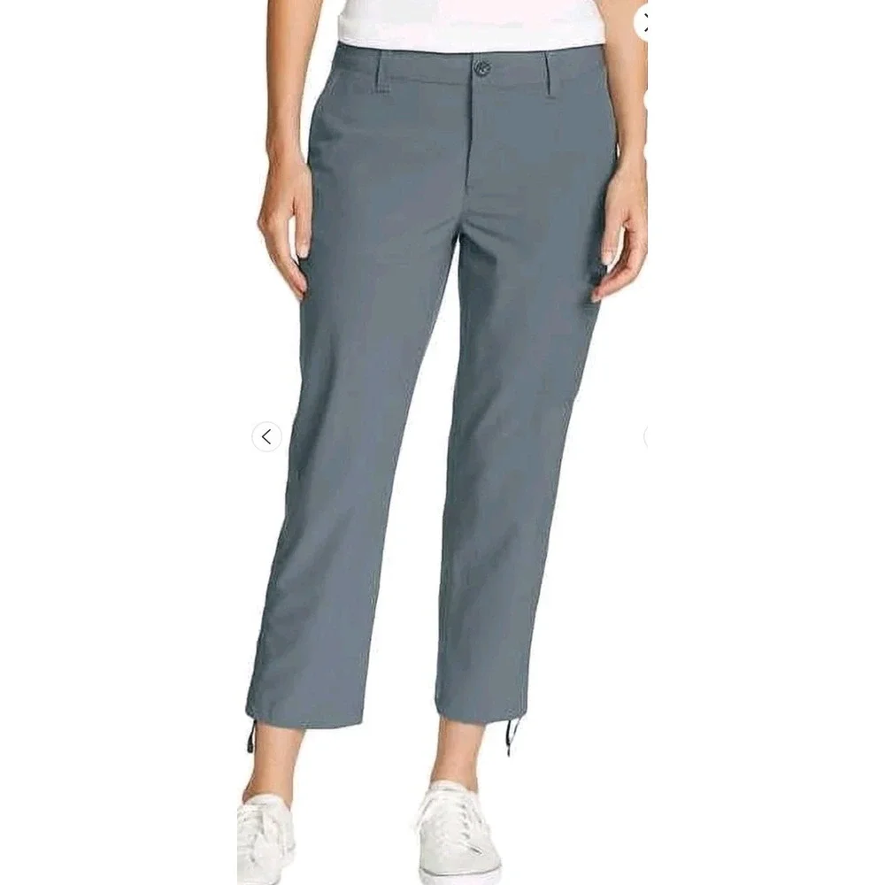 Eddie Bauer Womens Ripstop Crop Pant Capri Zip Pocket Gray Size 8